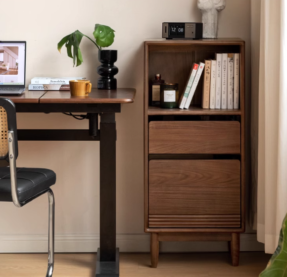 Premium Black Walnut Solid Wood Modern Side Cabinet - Stylish Storage for Living Room, Bedroom & Entryway - Mid-Century Inspired Home Decor
