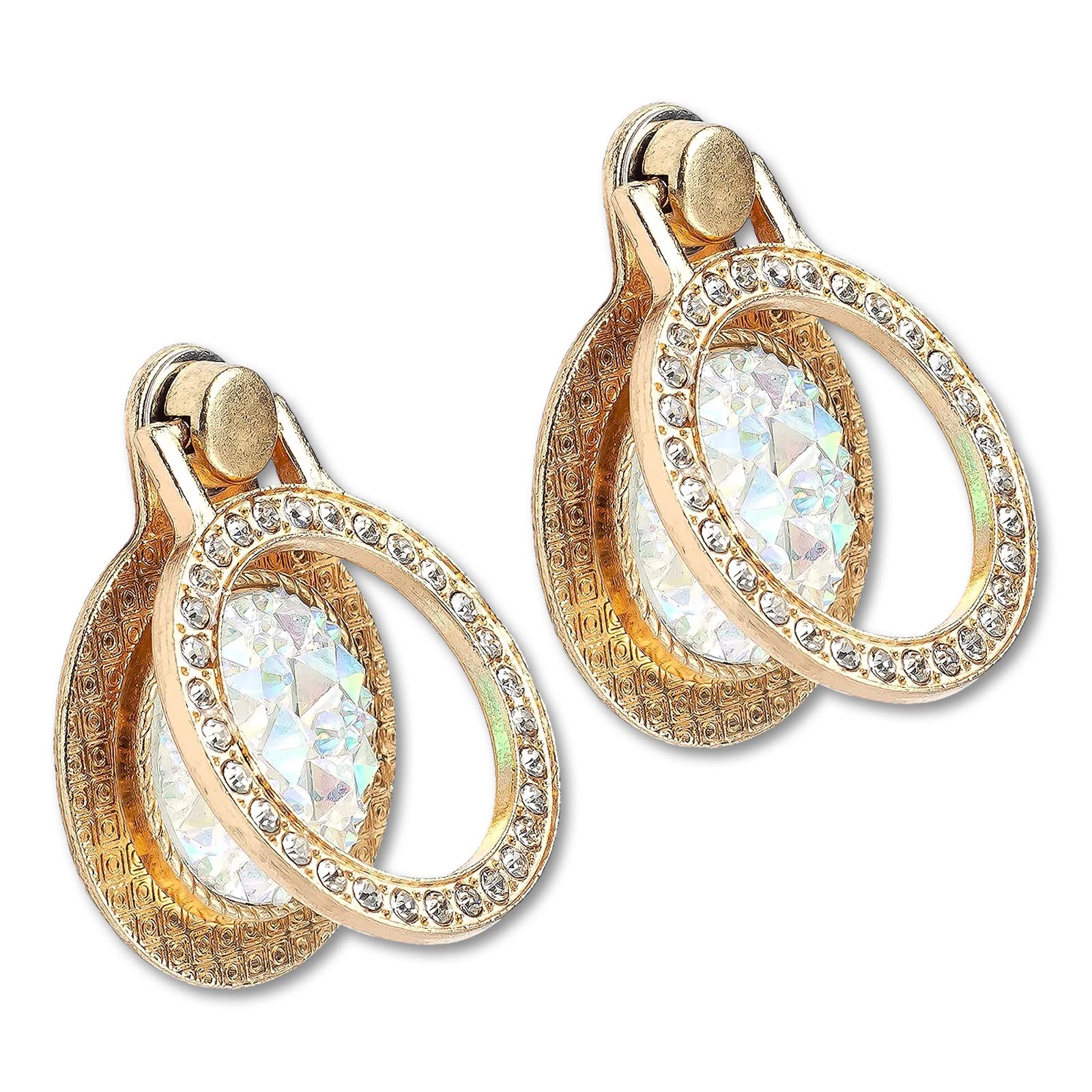 2-Pack Sparkling Rhinestone Phone Ring Holder - Bling Bling Grip Stand with Glitter Gemstones for Cell Phones & Tablets | Perfect for Secure One-Handed Use While Texting, Taking Photos, or Watching Videos