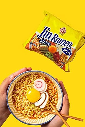 OTTOGI Jin Ramen Mild Flavor - Authentic Korean Instant Noodles (4.23oz x 4 Pack) | Quick & Easy Meal for Busy Weeknights, College Dorm Snacks & Asian Food Lovers