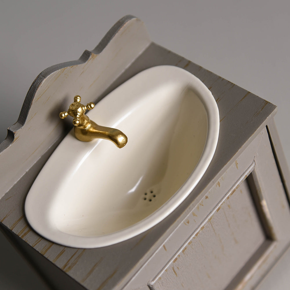 Maileg Miniature Bathroom Sink - Small Dollhouse Accessory for Kids Pretend Play & Bathroom Decor