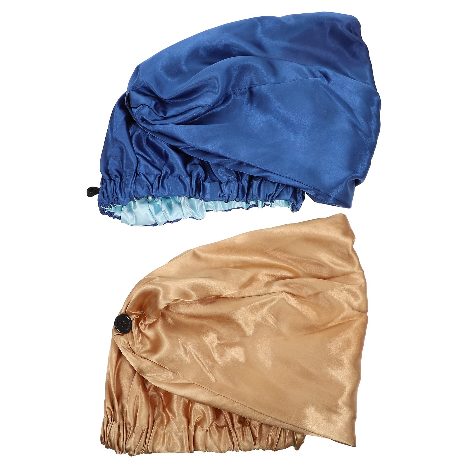 EXCLUZO 2 Pack Waterproof Shower Caps for Women - Soft Elastic Bathing & Hairdressing Caps for Home, Salon & Travel Use