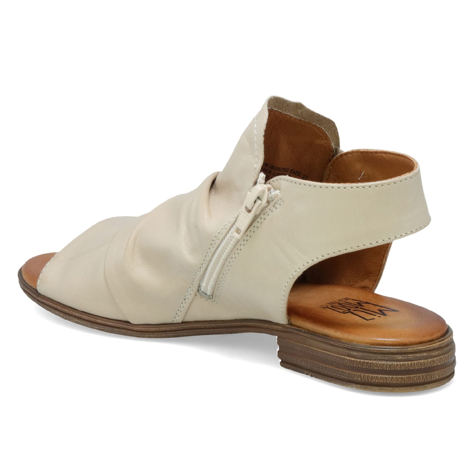 Miz Mooz Dylan Leather Sandals for Women - Boho Peep Toe Sandals with Side Zipper Closure | Comfortable & Stylish for Summer, Beach, and Casual Outings