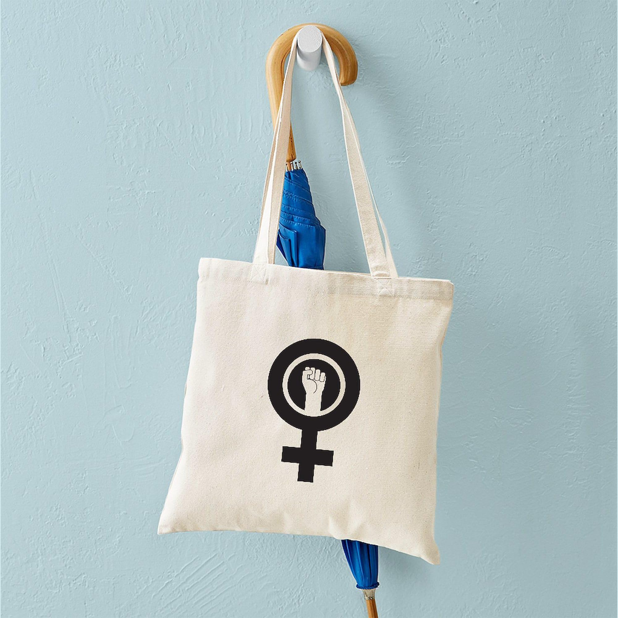 Feminist Power Tote Bag - Natural Canvas Reusable Shopping Bag for Women | Eco-Friendly Grocery Tote for Work, School & Protest Rallies