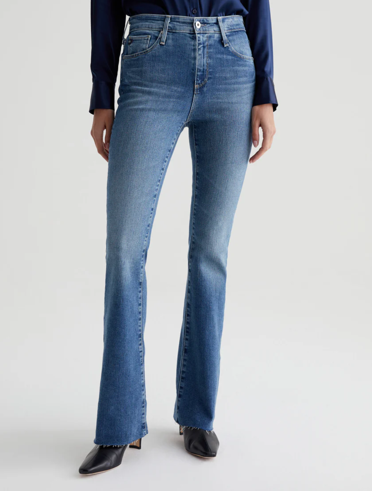 FARRAH Women's Mid Rise Bootcut Jeans in Montecito Wash - Comfortable Stretch Denim Pants for Casual Wear & Everyday Outfits
