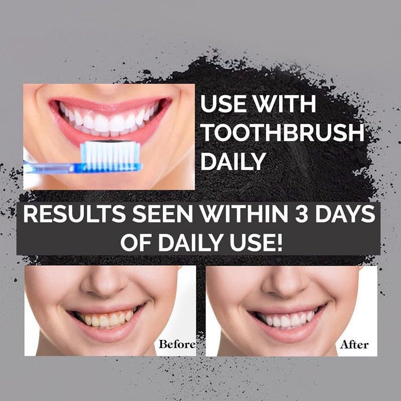2-Pack Activated Charcoal Teeth Whitening Powder - Natural & Organic Coconut Toothpaste Alternative for Oral Care - Chemical-Free Dental Hygiene Solution for Brighter Smile - Perfect for Daily Use, Travel & Sensitive Teeth