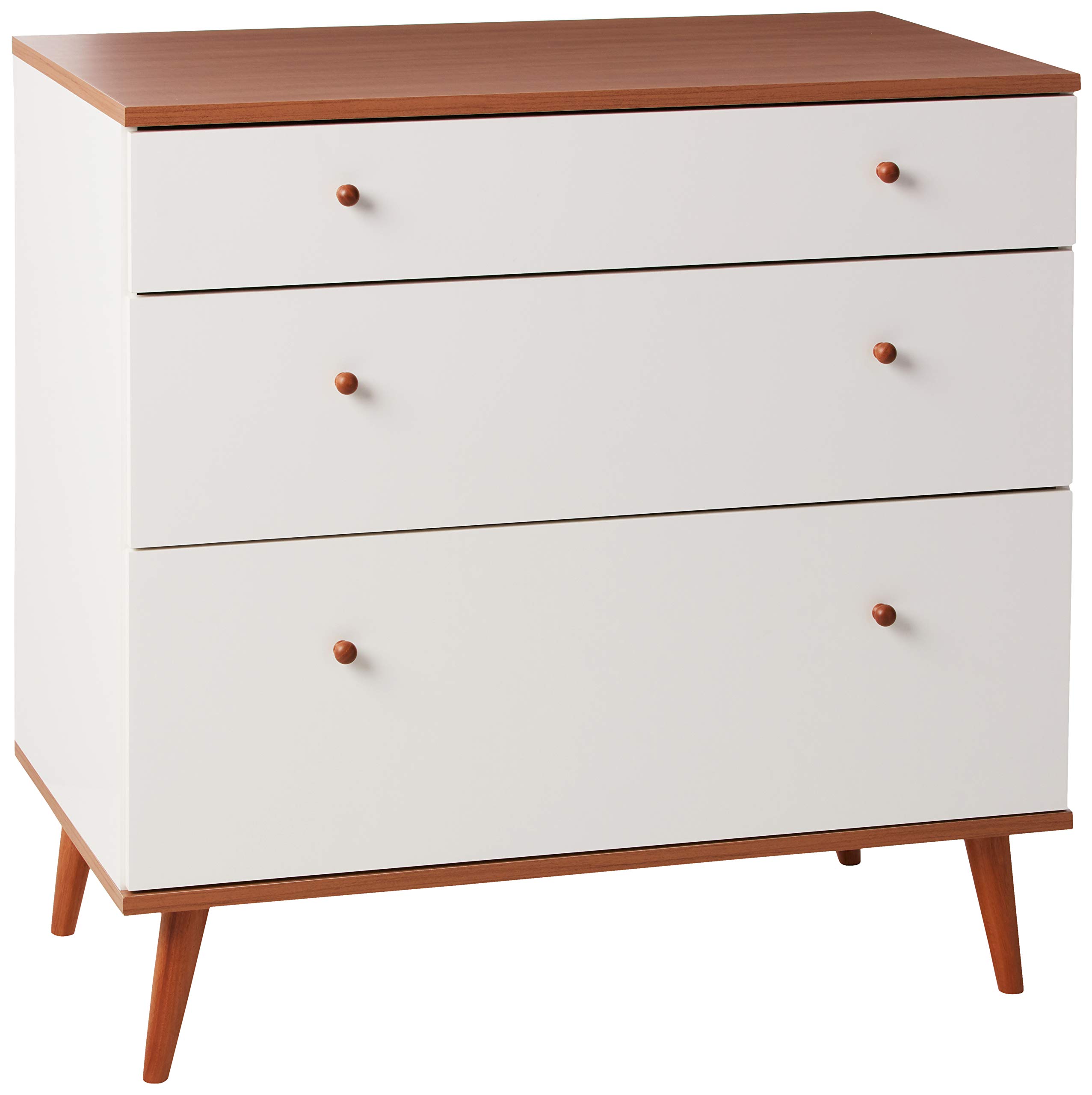 3-Drawer Storage Organizer for Bedroom - White/Walnut Dresser with Smooth Gliding Drawers | Perfect for Clothes, Linens & Home Organization