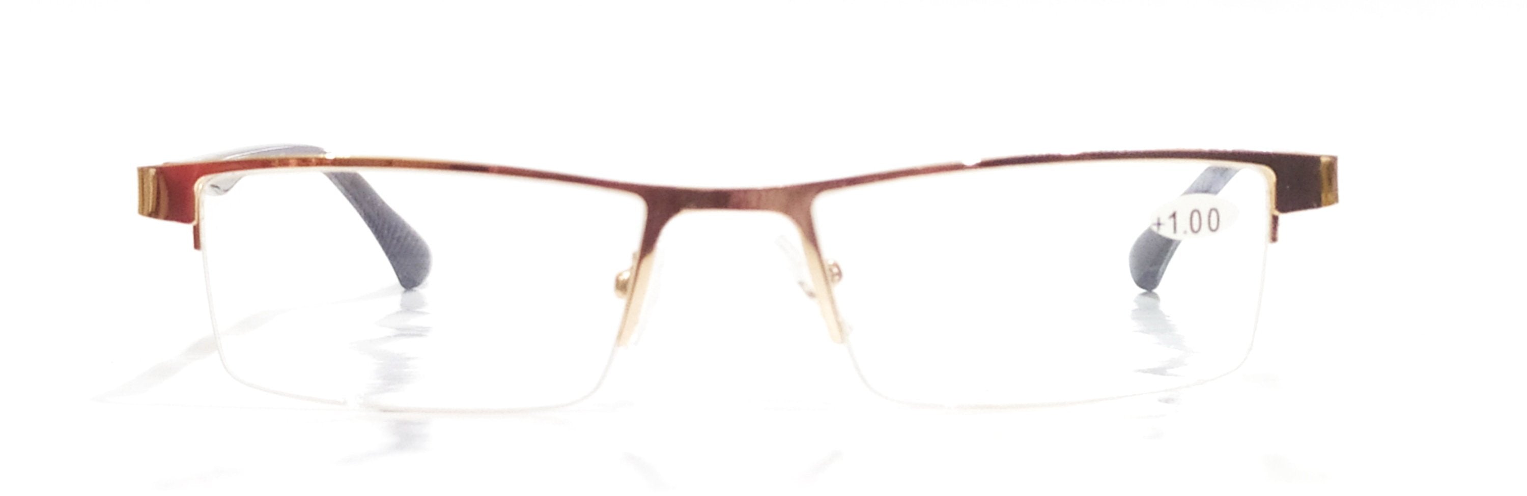Stylish Rectangle Metal Half Frame Supra Reading Glasses for Men & Women - Perfect for Reading, Computer Work & Fashion Accessories