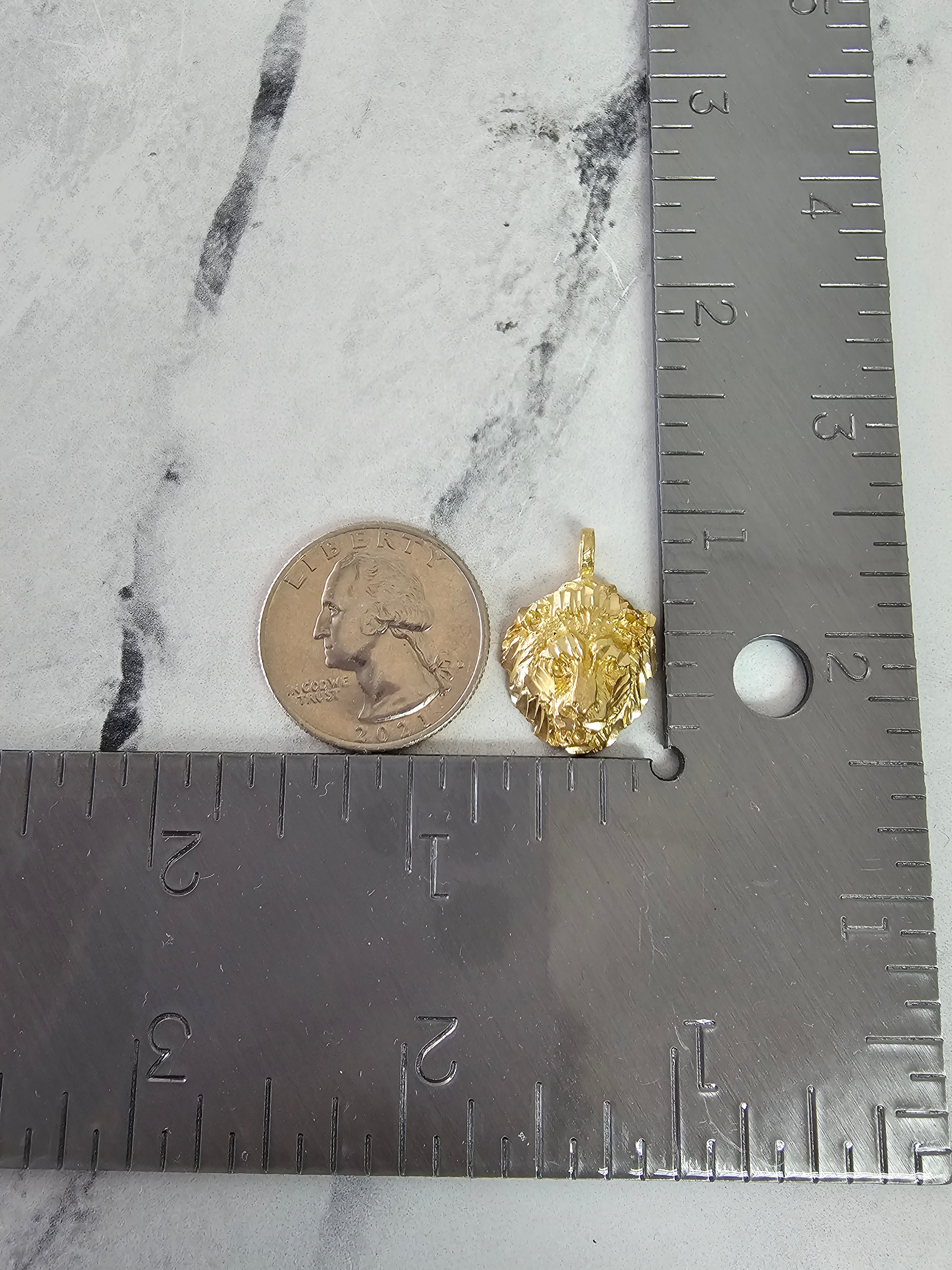 10k Yellow Gold Lion Head Pendant with Diamond Cuts - Perfect for Gifts, Jewelry Collections & Special Occasions
