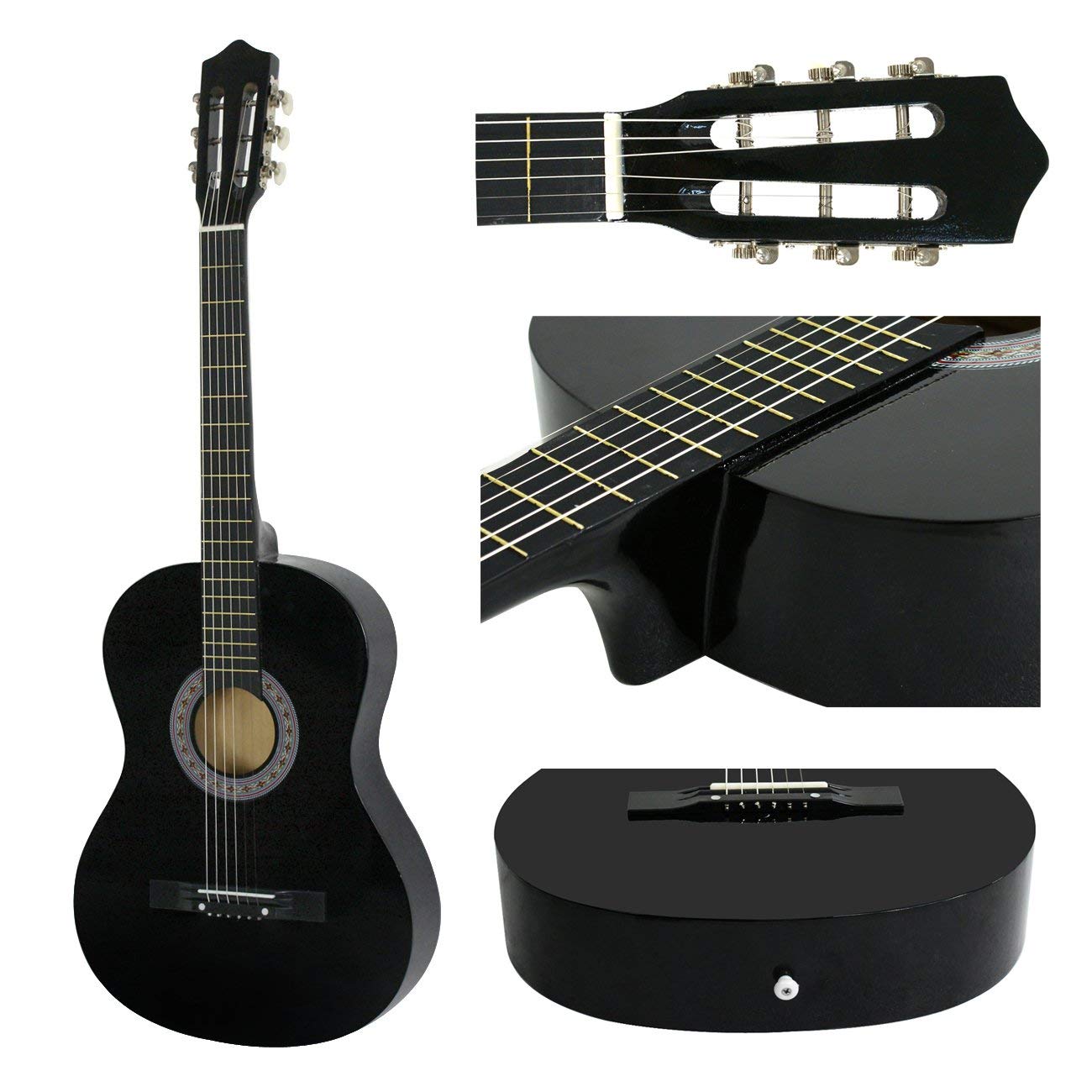 Smartxchoices 38 Inch Acoustic Guitar Bundle for Beginners - 6 String Right-Handed Guitar with Gig Bag, Strap, Pitch Pipe, Extra Strings & Picks - Ideal for Kids, Students, Youths & Adults (Black) | Perfect for Home Practice, Music Lessons & Outdoor Performances