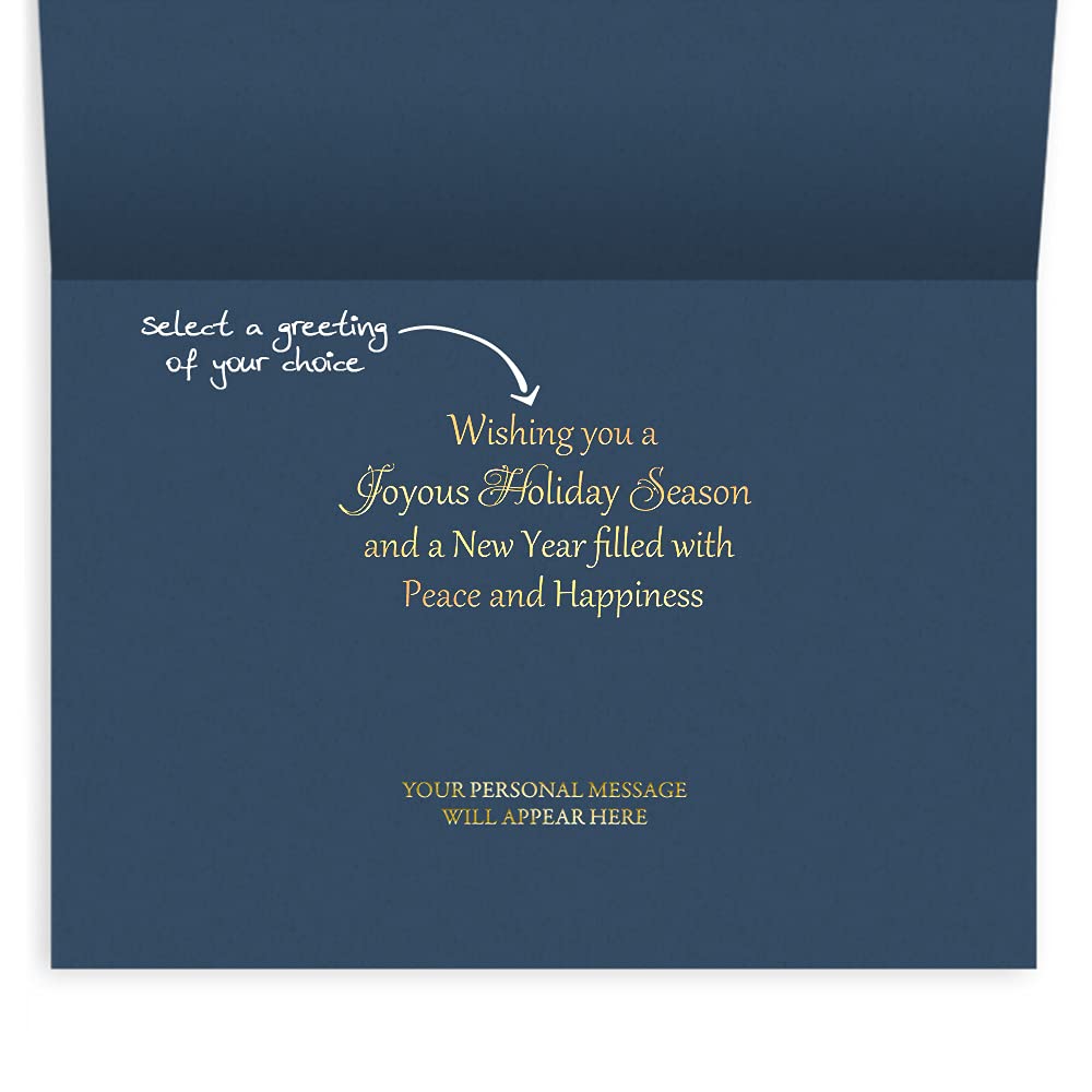 25 Personalized Christmas Cards with Foil-Lined Envelopes (Berry Cluster Wreath) - Custom Holiday Greeting Cards for Business, Friends & Family - Perfect for Corporate Gifts, Holiday Mailings & Festive Celebrations