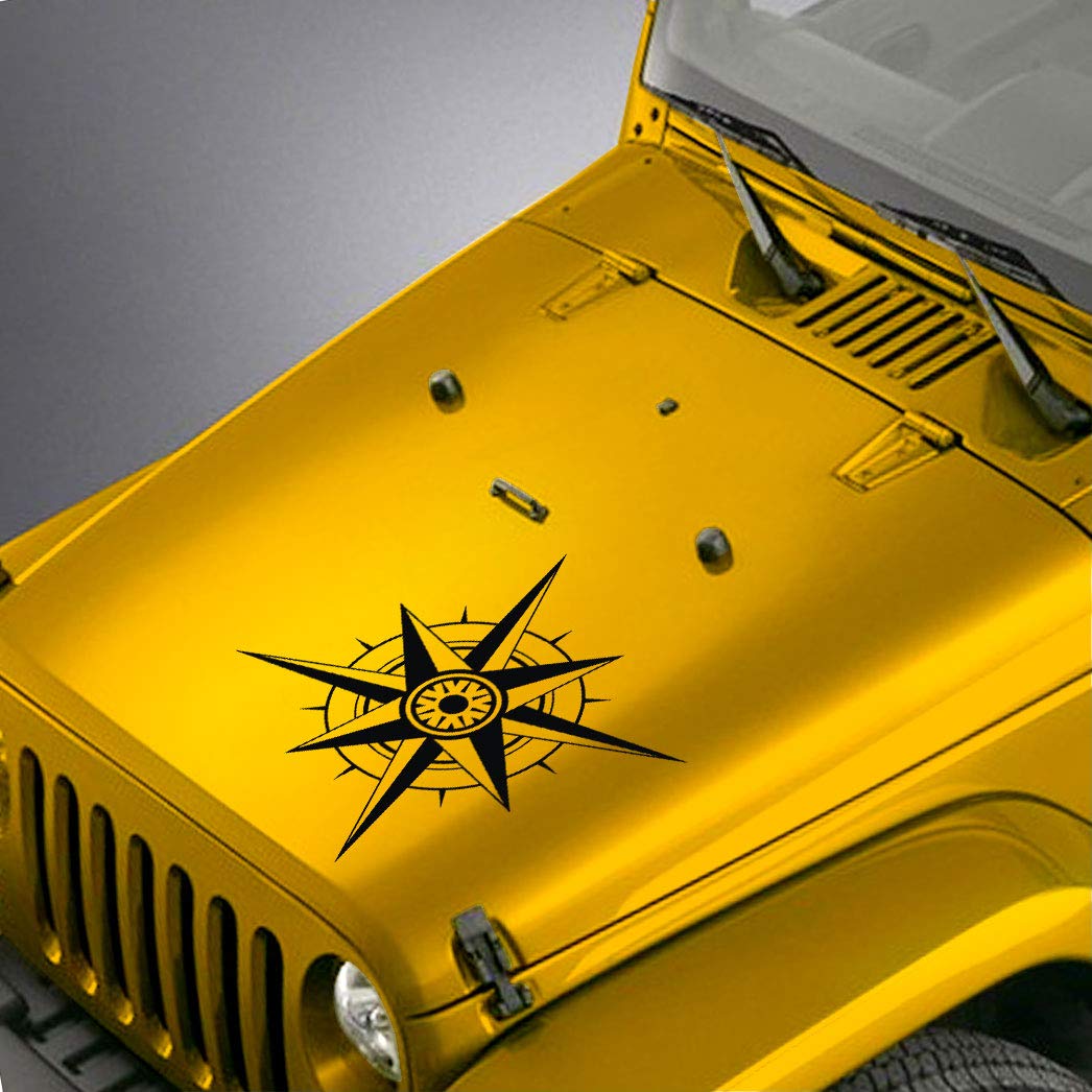 Jeep Wrangler TJ LJ JK JKU Orange Compass Hood Decal Sticker - Durable Vinyl Decal for Off-Road Adventure & Jeep Customization
