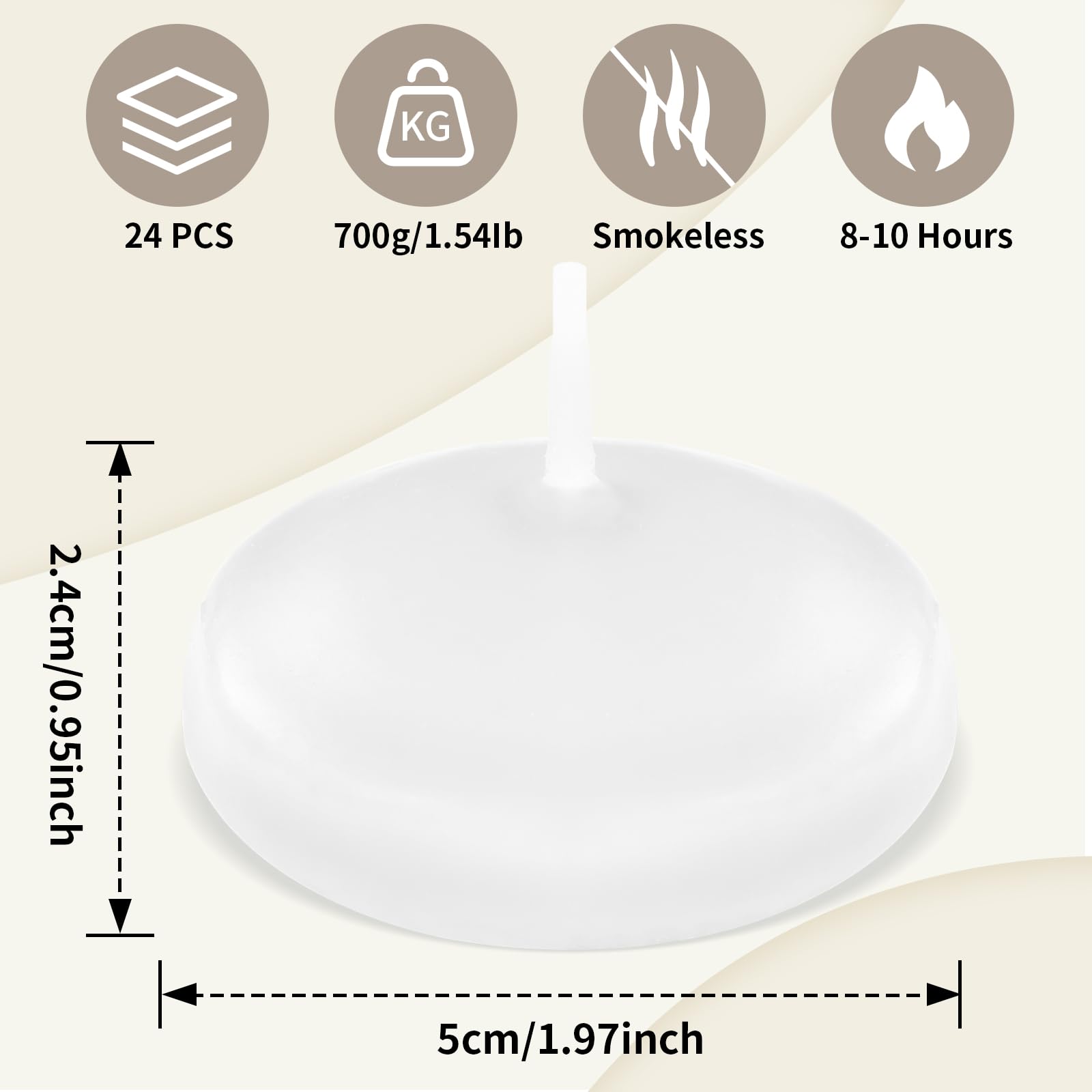 48 Unscented White Floating Candles (2 Inch) - Long Lasting Elegant Tea Lights for Birthday Wedding Party Decorations - Perfect for Pool, Bathtub, Vase & Centerpiece Displays