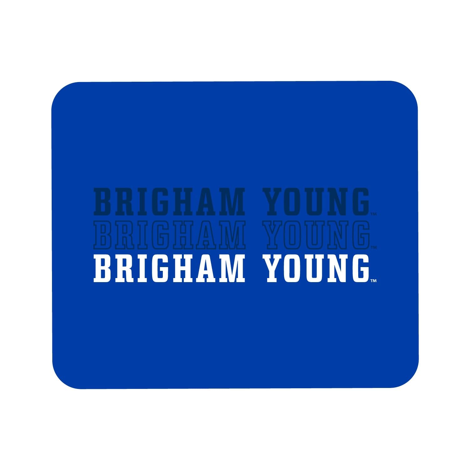 BYU Brigham Young University Logo Fabric Mouse Pad - Standard Size Non-Slip Desk Mat for Gaming & Office Use - OTM Essentials Triple Wordmark V1 Computer Accessory - Perfect for Work, Study & PC Gaming Setups