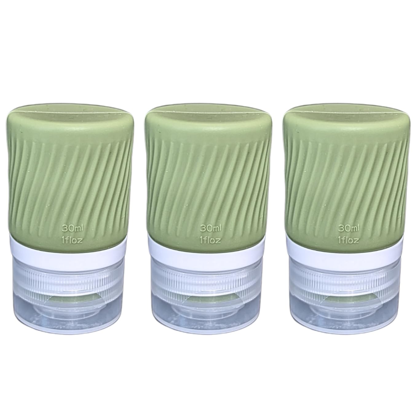 1oz (30ml) Leak Proof Travel Squeeze Bottles for Toiletries - TSA Approved Refillable Containers for Shampoo, Conditioner & Lotion (3-Pack, Sage Green) | Perfect for Air Travel, Gym & Camping Essentials