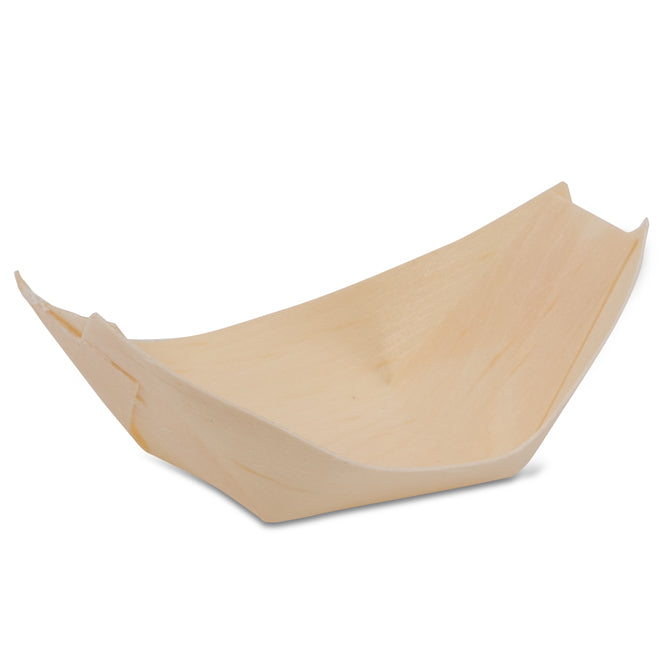 Wooden Paper Serving Boat Tray - Eco-Friendly Disposable Appetizer Platter for Parties, Weddings, and Catering Events