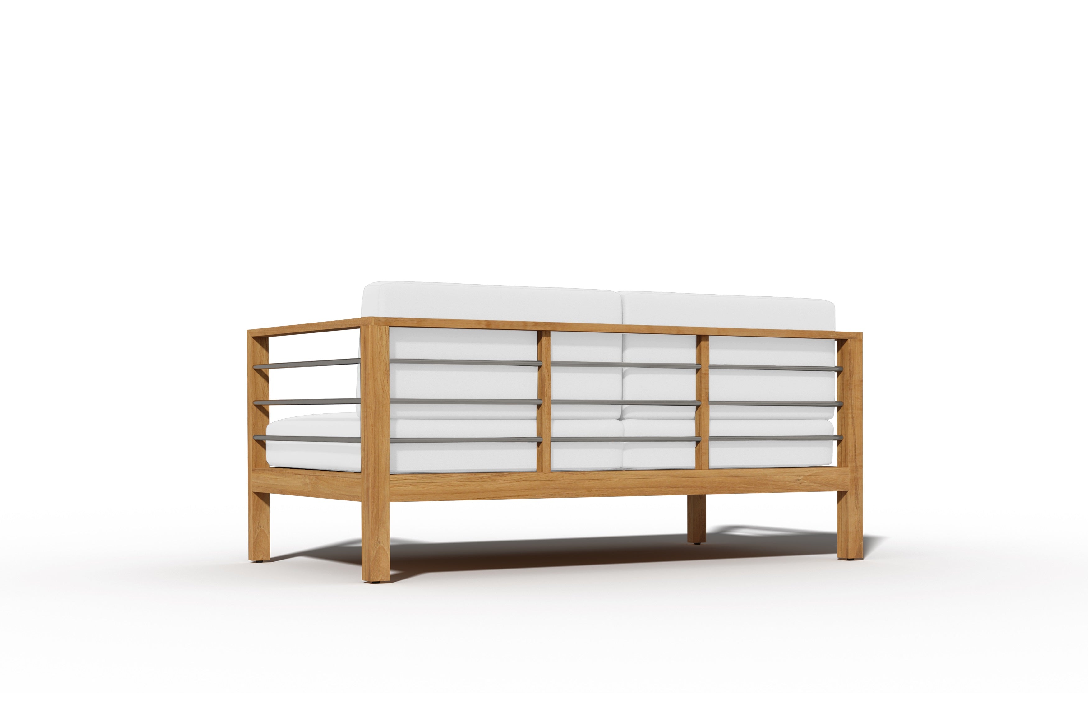 Leon 3-Person Teak Outdoor Sofa with Sunbrella White Cushion - Patio Furniture for Garden, Poolside & Backyard Relaxation