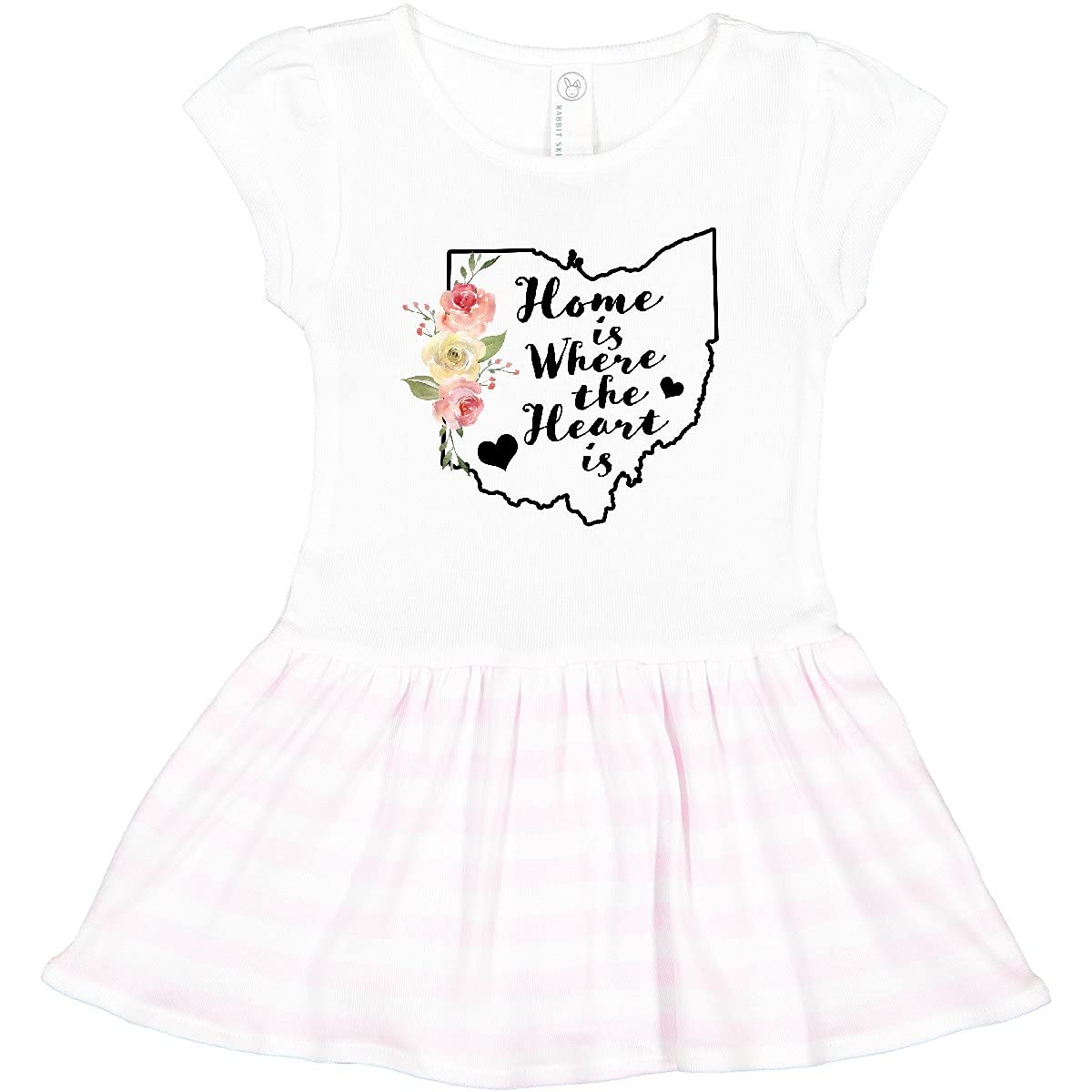 Inktastic Ohio Home is Where The Heart is - Watercolor Floral Print Toddler Dress for Girls | Cute Casual Outfit for Playdates, Parties & Family Photos