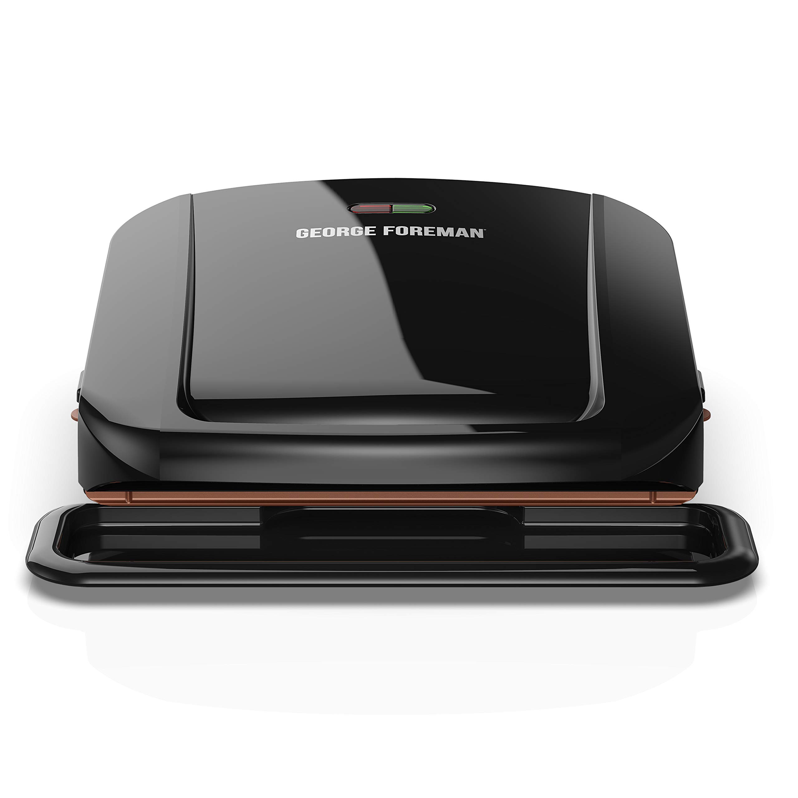 4-Serving Copper Electric Indoor Grill & Panini Press with Removable Plates - Perfect for Family Dinners, Party Cooking & Healthy Meals