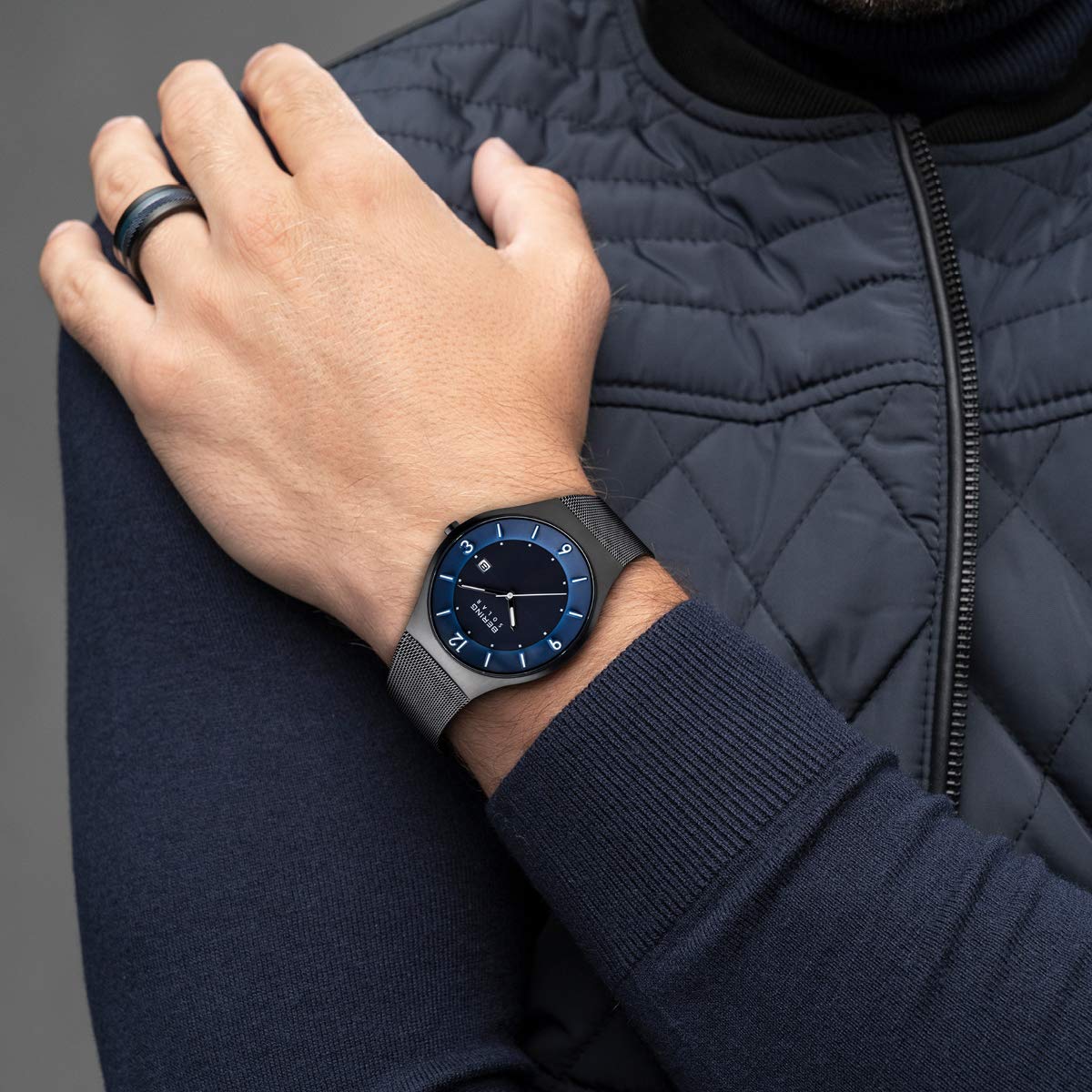 BERING Men's Solar Watch - Stainless Steel & Sapphire Crystal - Water Resistant Dress Watch for Business & Formal Occasions