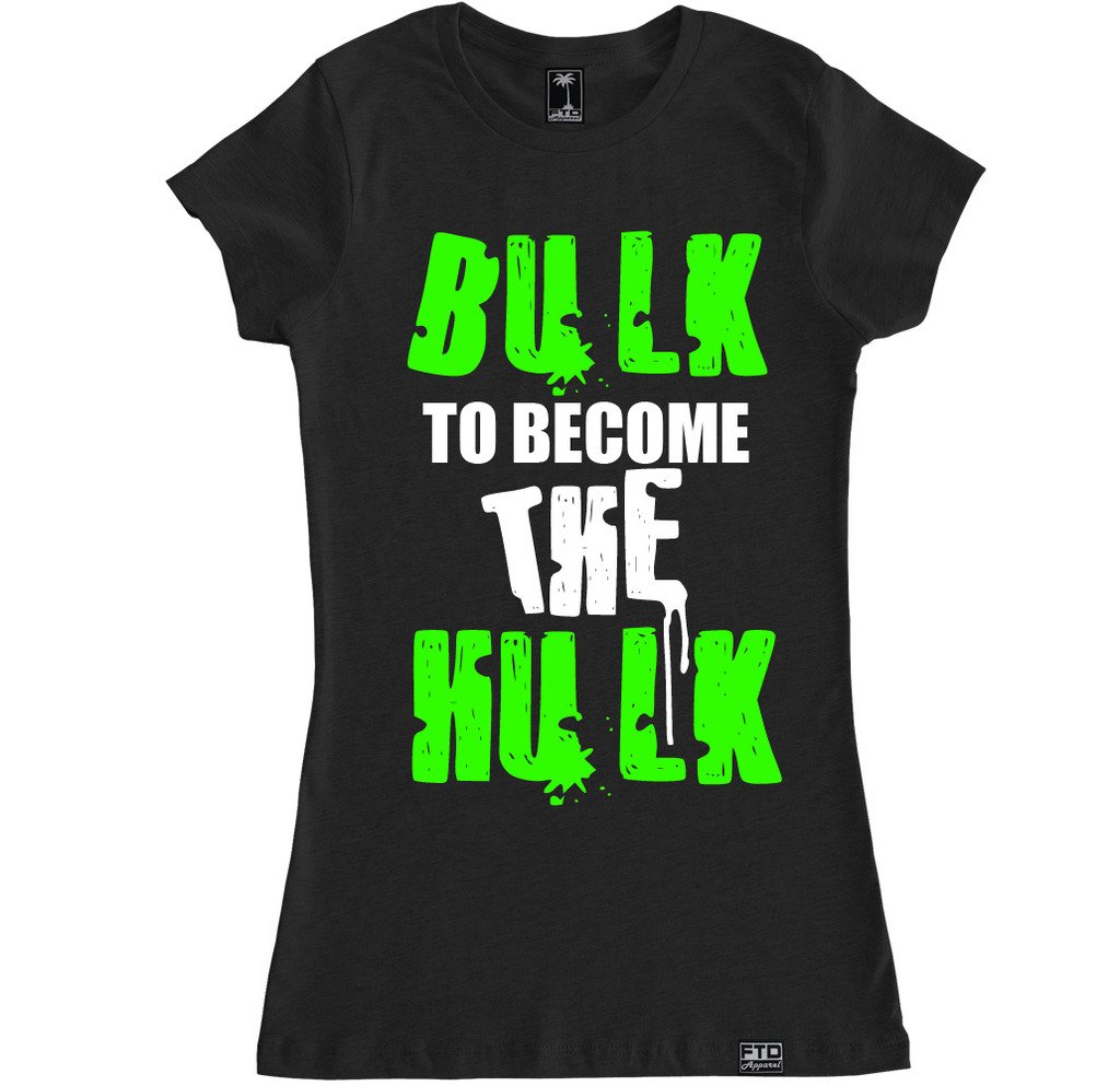 FTD Apparel Women's Bulk to Become The Hulk Graphic T-Shirt - Funny Superhero Tee for Cosplay, Comic Con & Casual Wear