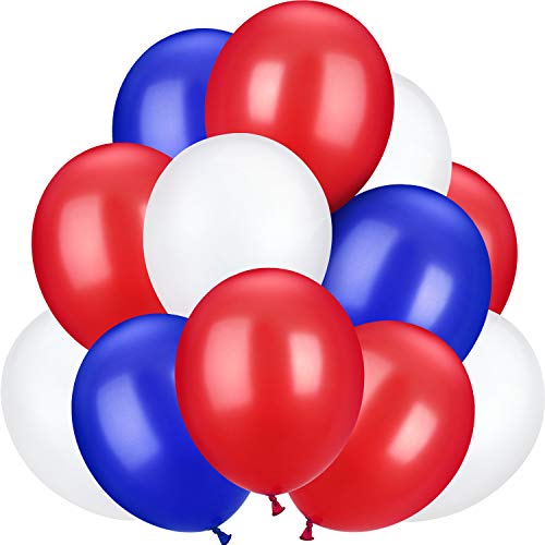 TecUnite 100-Pack 13 Inch Red White Blue Latex Balloons - Patriotic Party Decorations for 4th of July, Independence Day, Weddings & Birthdays - Perfect for Outdoor Celebrations and Festive Home Decor