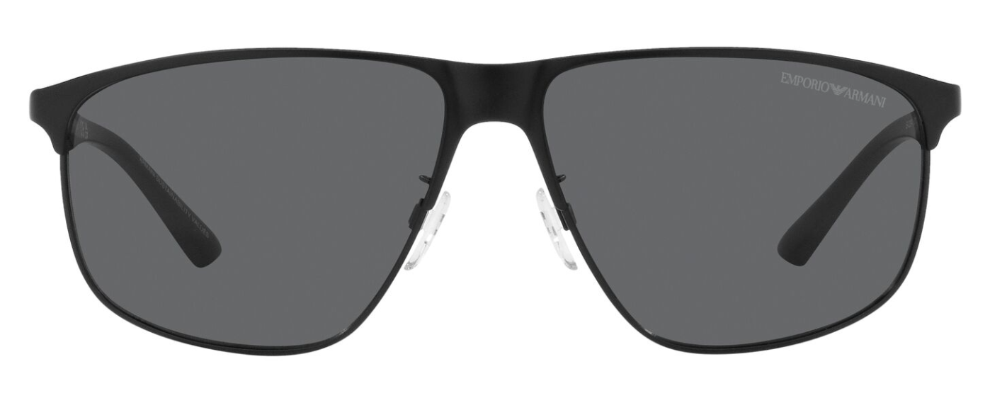 Emporio Armani EA 2018 3001/87 Black/Dark Grey Square Men's Sunglasses - UV Protection, Polarized Lenses for Driving, Outdoor Activities & Fashion Accessories