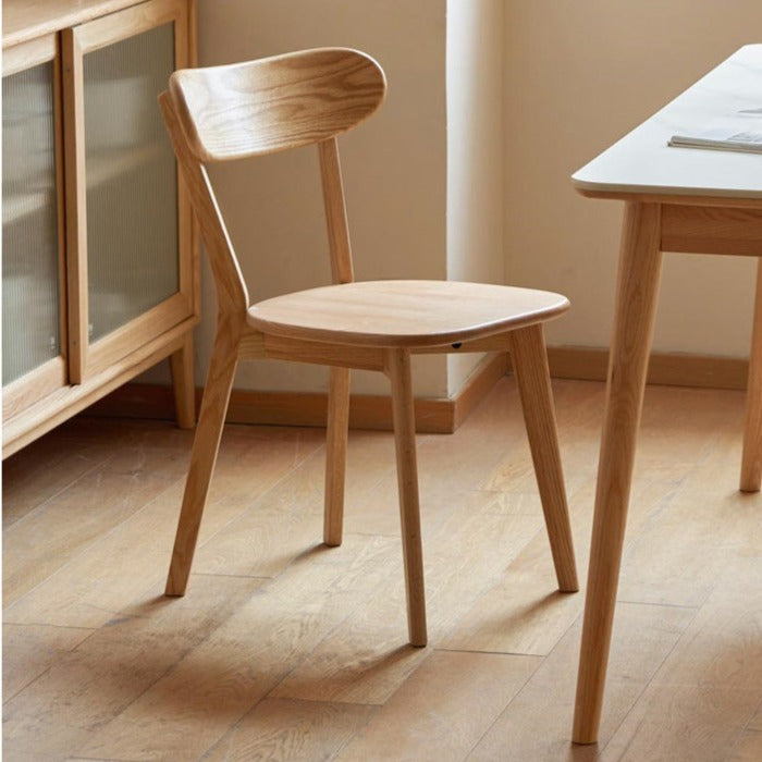 Solid Wood Dining Chair with Curved Backrest - Oak, Cherry, Beech Wood Options - Perfect for Kitchen, Dining Room & Restaurant Seating