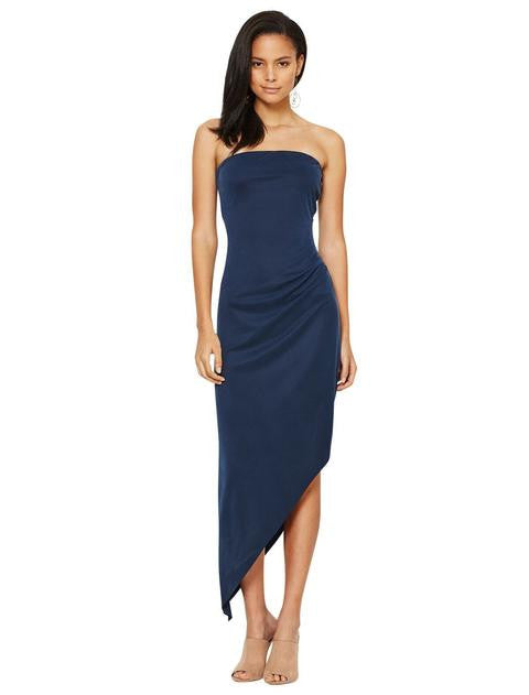 Bay Moon Asymmetrical Dress - Elegant Deep Sea Blue Evening Gown for Women | Perfect for Cocktail Parties, Date Nights & Special Occasions