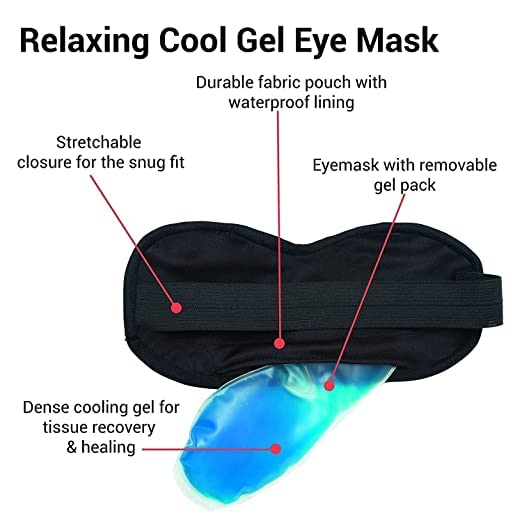 AASTIK SALES Cooling Eye Mask with Ice Gel Pack - Relieve Dark Circles, Dry Eyes, Pain & Redness | Reusable Gel Eye Patches for Sleeping, Travel & Relaxation | Perfect for Migraine Relief & Puffy Eyes