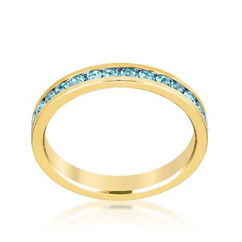 Elegant Stackable Aqua Crystal Gold Ring for Women - Trendy Layered Jewelry for Everyday Wear & Special Occasions