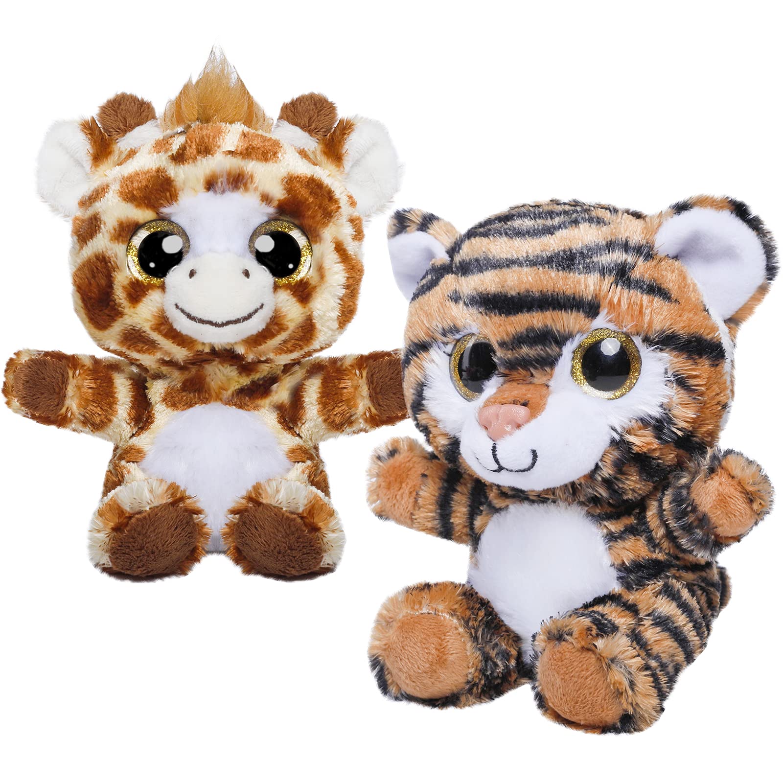 7 Inch Soft Plush Jungle Animals Set - 6 Piece Safari Stuffed Toys (Lion, Giraffe, Elephant, Tiger, Zebra, Leopard) for Kids, Baby Shower Gifts & Nursery Decor - Perfect for Birthday Parties, Room Decorations and Cuddly Playtime