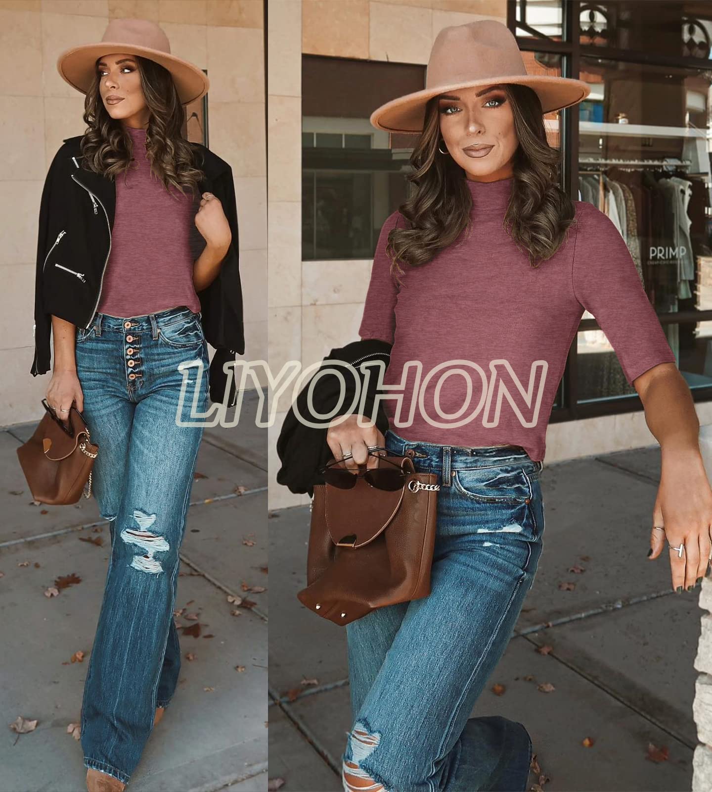 LIYOHON Women's Dressy Casual Mock Turtleneck Short Sleeve T-Shirt - Business Office Wear & Going Out Tops 2025 | Perfect for Work, Parties & Everyday Outfits