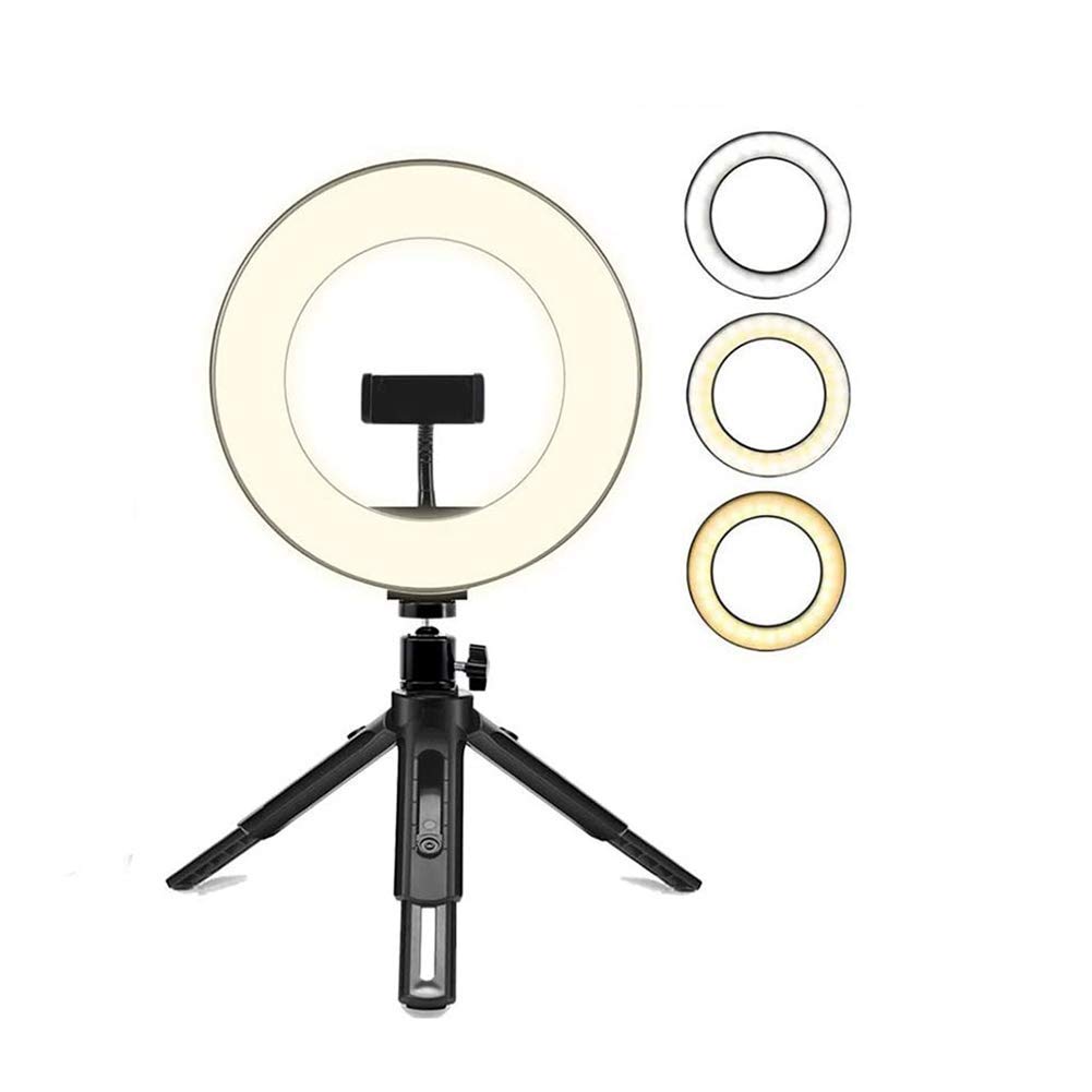 ROYAUX 10 Inch LED Ring Light with 3 Adjustable Modes - Dimmable Selfie Light with Tripod Stand & Phone Holder for Photography, Makeup, YouTube Videos & Live Streaming