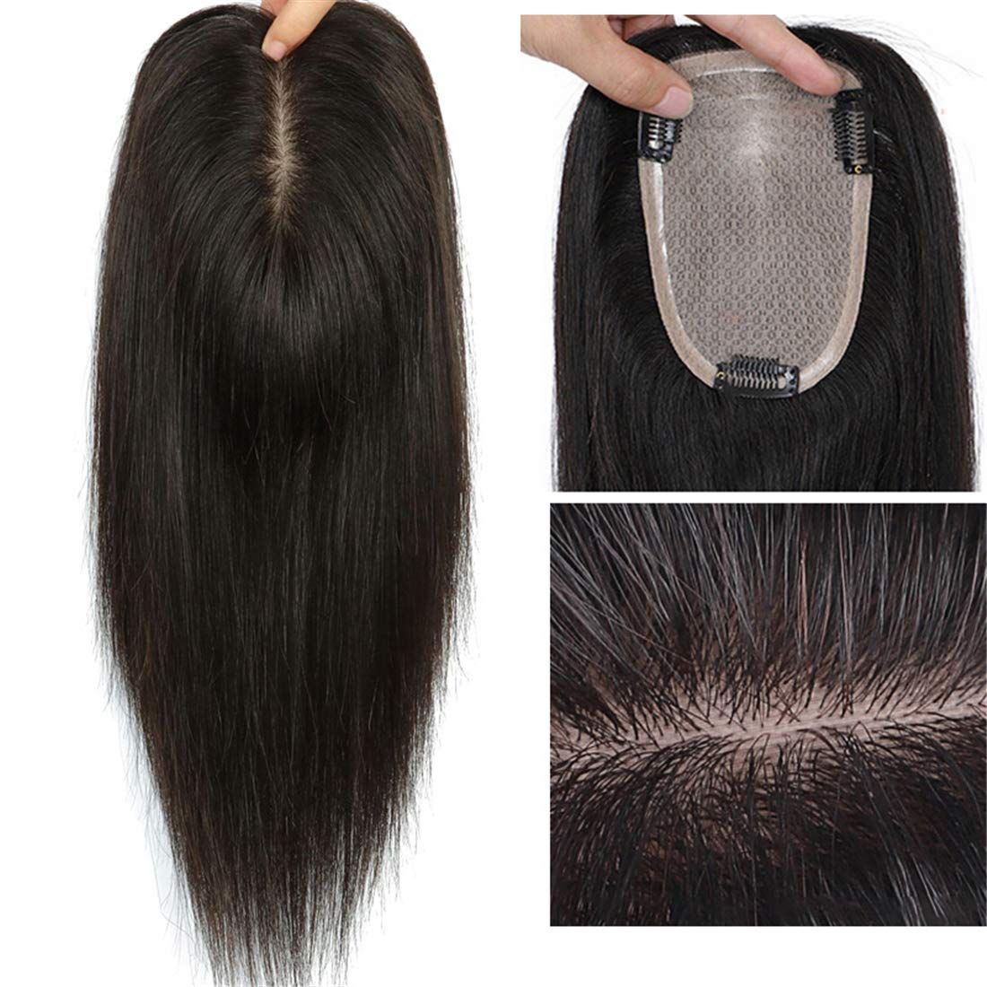 9x14cm Silk Base Real Human Hair Forehead Topper - 100% Density Hairpiece for Thinning Hair by Susanki (8