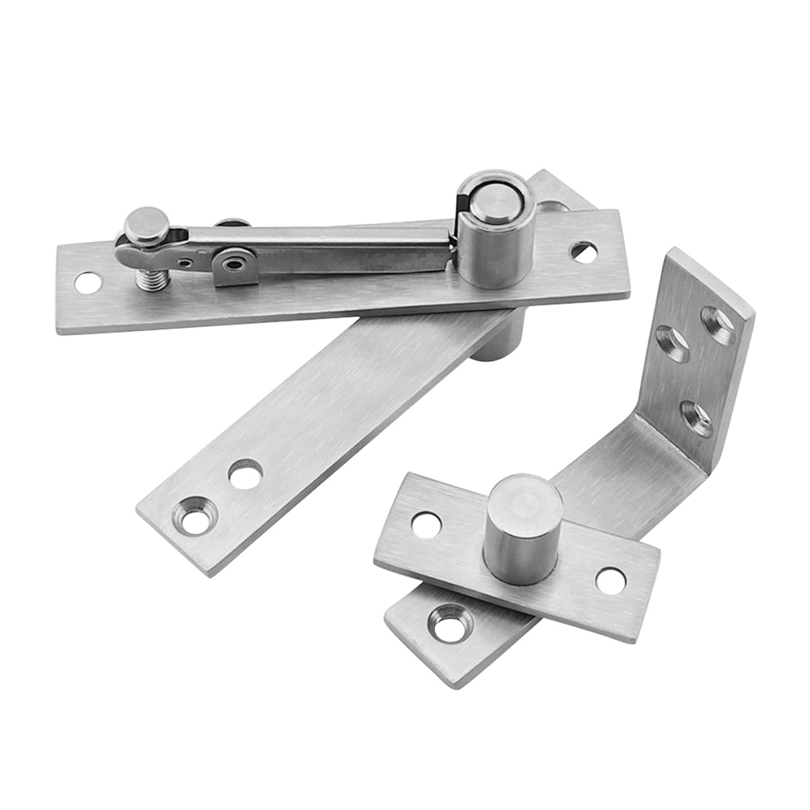 LUHCEAS 360 Degree Rotating Door Pivot Hinge - Stainless Steel Cabinet Hinges with Screws for Easy Installation | Perfect for Home, Kitchen Cabinets & Furniture Doors (Silver Tone)