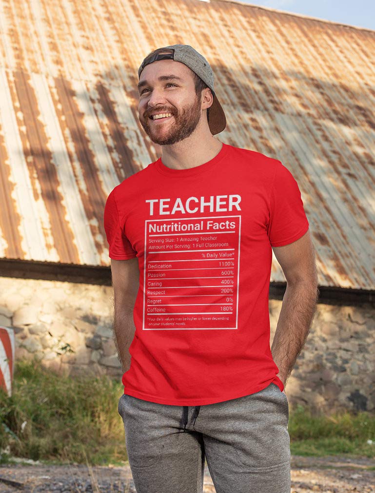 Funny Teacher Nutritional Facts Label T-Shirt - Perfect Gift for Educators - Great for Teacher Appreciation Week, Retirement & End of Year Gifts