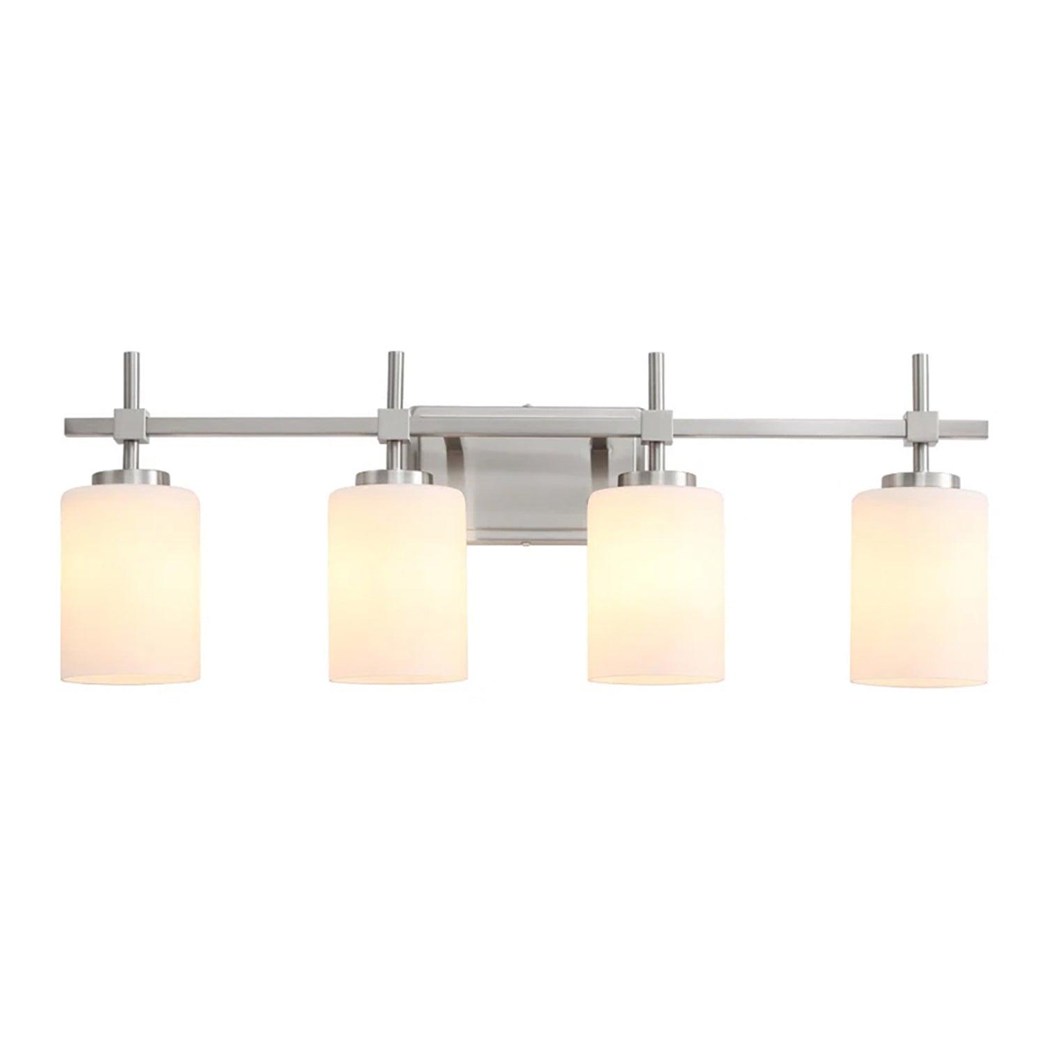 Jasper Gold Modern Frosted Glass 4-Light Bathroom Vanity Light Fixture - Perfect for Bathroom, Powder Room & Dressing Area Lighting