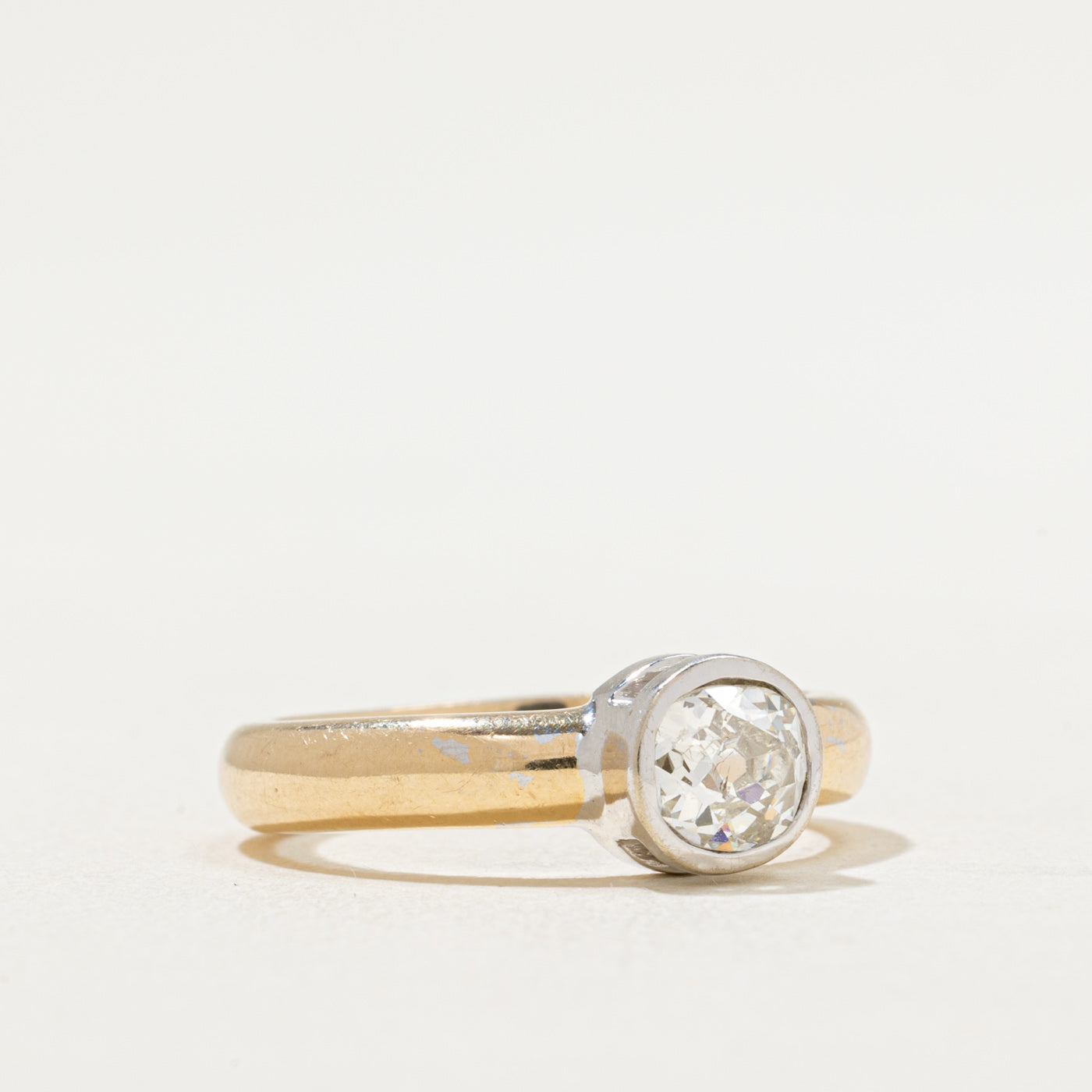 Antique Bezel Set Diamond Engagement Ring - 0.60ct Round Cut Solitaire Ring - Size 6 - Vintage Inspired Wedding Band - Perfect for Proposals, Anniversaries & Romantic Occasions