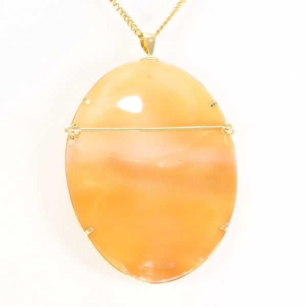 18K Yellow Gold Shell Cameo 2-Way Necklace & Brooch Set with Certificate - Vintage Jewelry for Weddings, Anniversaries & Special Occasions