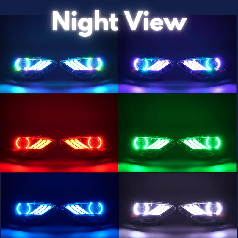 Ford Mustang Multicolor LED Headlights - Flow Series for 2018-2023 Models | Upgrade Your Night Driving & Car Show Appearance