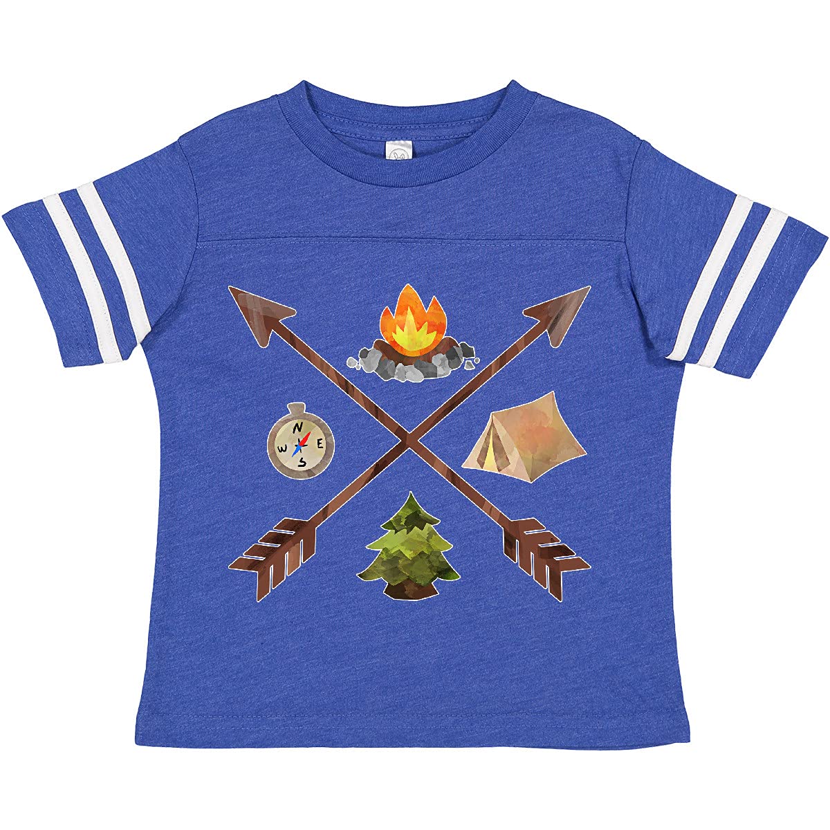 Camping Icons with Arrows Toddler T-Shirt - Fun Outdoor Adventure Kids Tee for Hiking, Camping & Nature Exploration