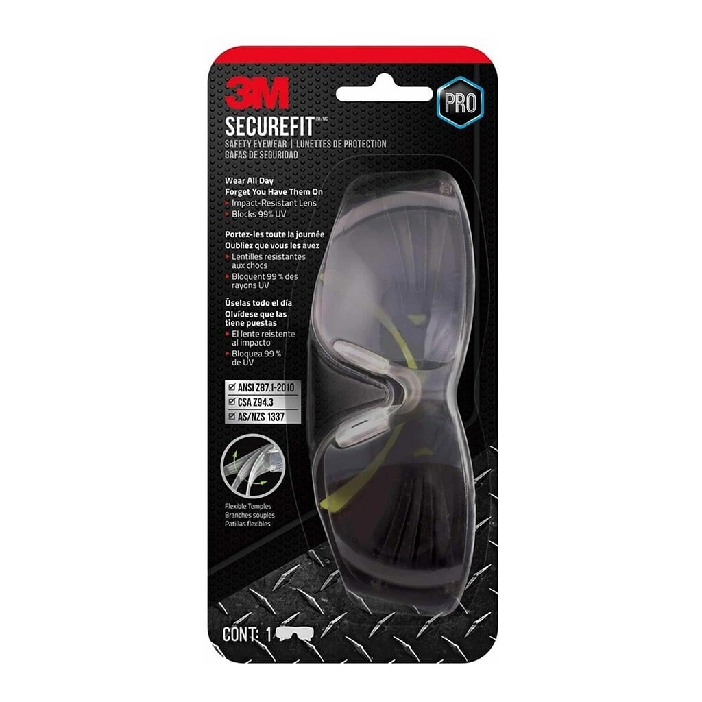 3M Pro SecureFit SF400M Mirrored Safety Glasses WV 6 PS - ANSI Z87.1 Certified for Construction, Woodworking & Outdoor Activities