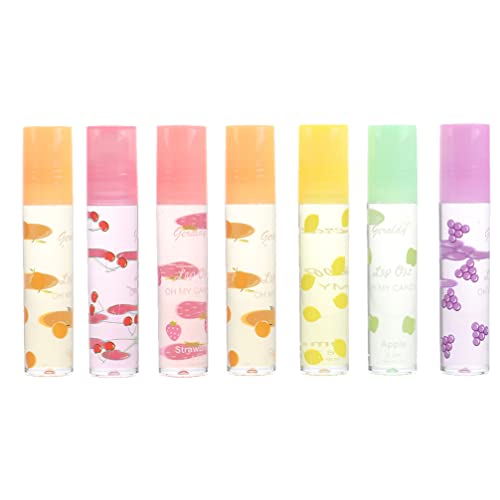 FOMIYES 7Pcs Clear Fruit Lip Gloss Set - Transparent Moisturizing Lip Oil, Shiny Lip Gloss for Women & Girls | Perfect for Daily Hydration, Night Care & Makeup Looks