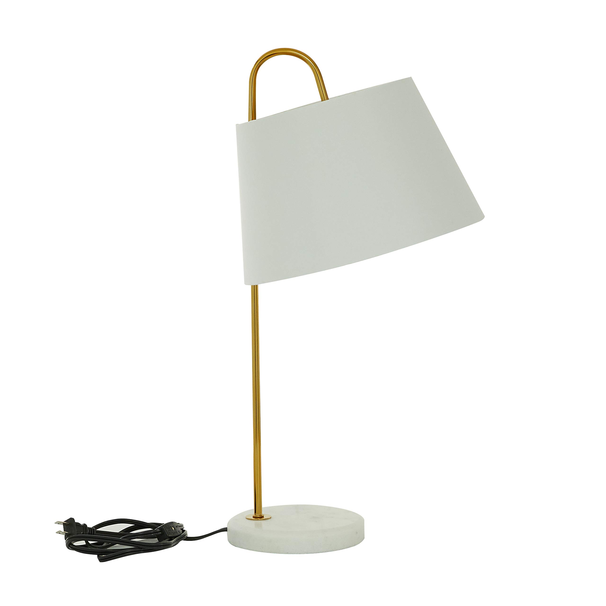Deco 79 Modern White Marble Table Lamp with Gold Arched Metal Base - 11x11x22 Inches - Elegant Desk Lamp for Home Office, Bedroom Nightstand & Living Room Decor