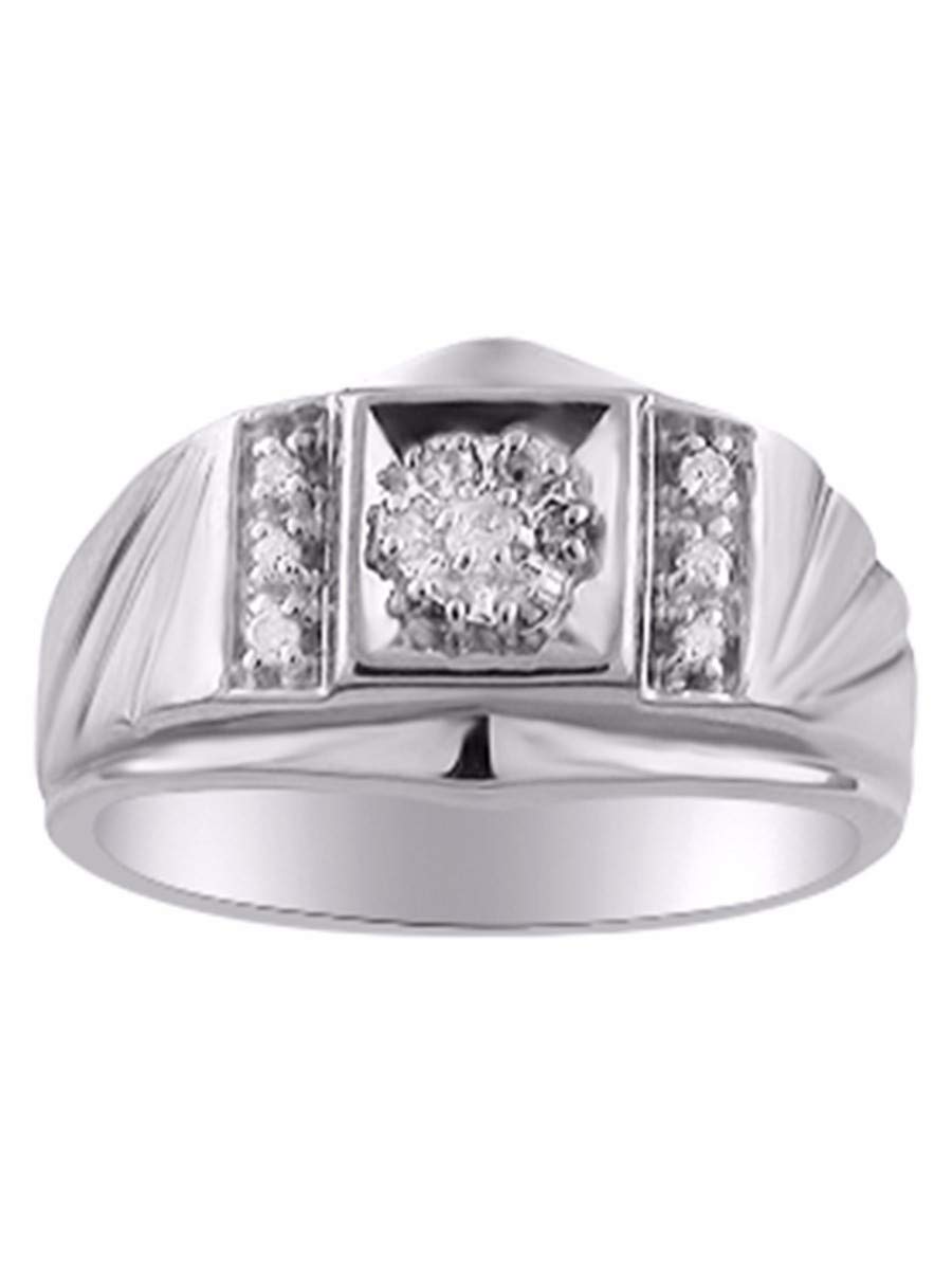 **Men's Diamond Rings - Sterling Silver or Gold Plated Designer Rings for Men with Genuine Diamonds, Sizes 6-13 - Perfect for Weddings, Anniversaries & Gifts**