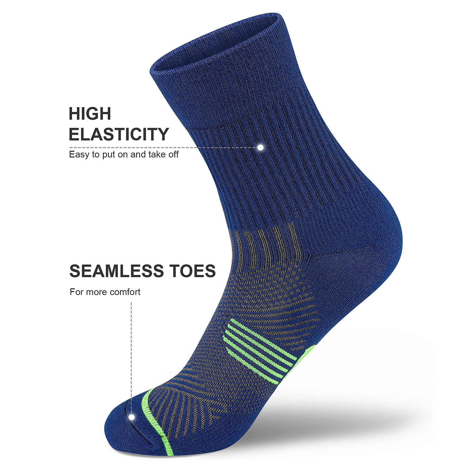 GECKOMAN x PAPLUS Compression Athletic Crew Socks for Men & Women - Moisture-Wicking Performance Socks for Running, Hiking & Sports - Best Workout Socks for Athletes