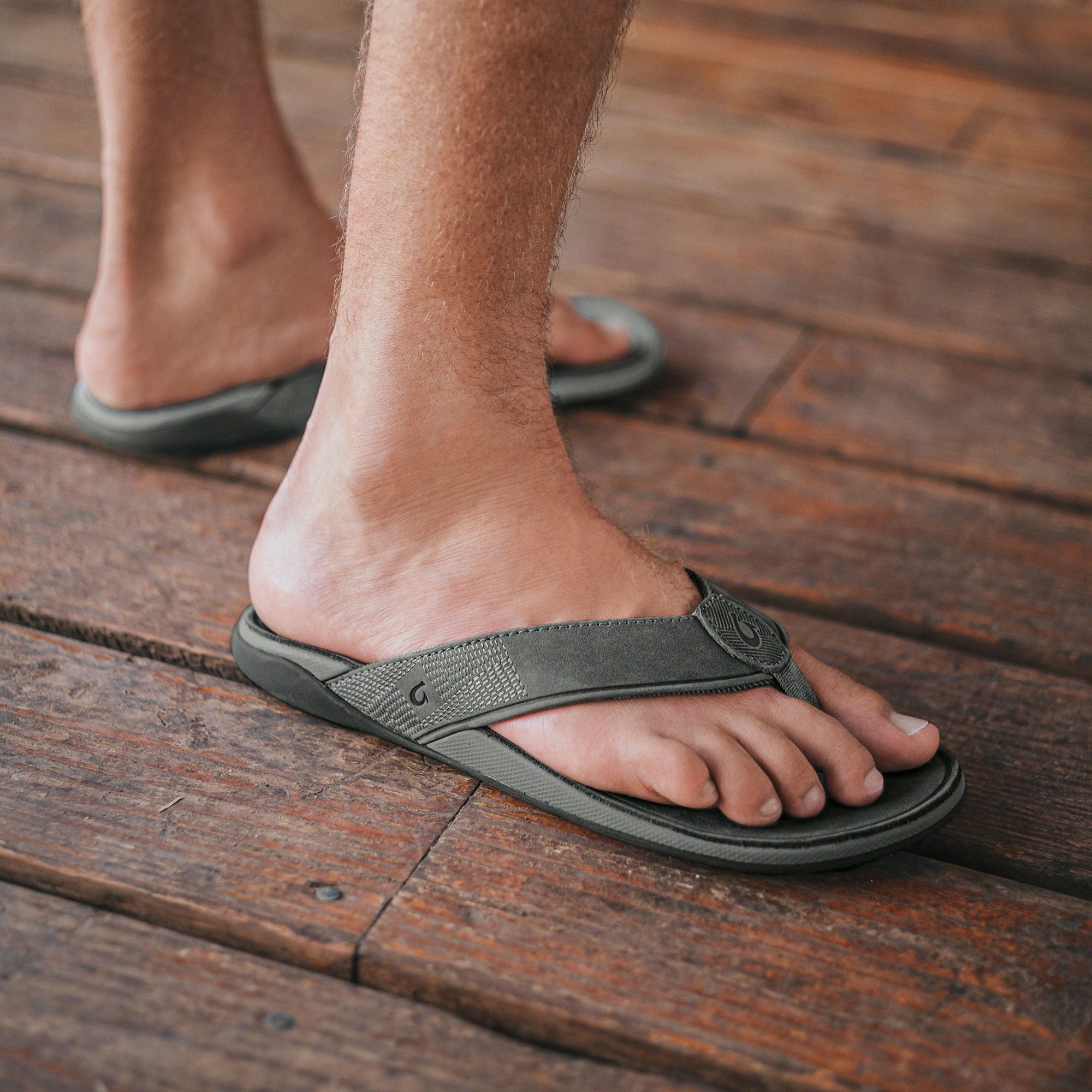 Men's Genuine Leather Beach Sandals - Stone Color | Comfortable & Durable Flip Flops for Summer, Vacation & Outdoor Activities