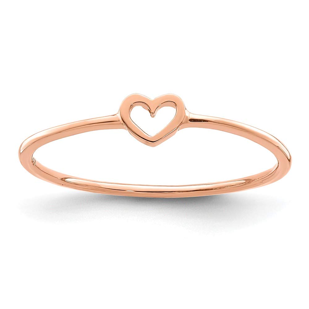 14K Rose Gold Solid Heart Ring Band for Women - Perfect for Valentine's Day, Anniversary & Romantic Gifts