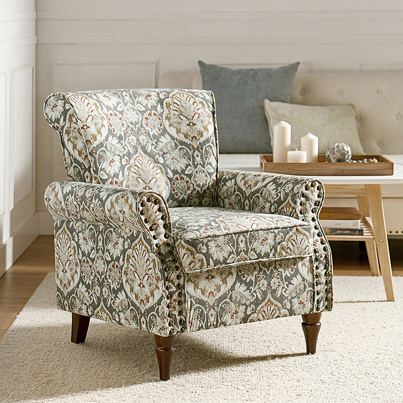 Artemisa Modern Floral Pattern Upholstered Armchair - Comfortable Living Room Accent Chair for Home Office & Lounge Decor