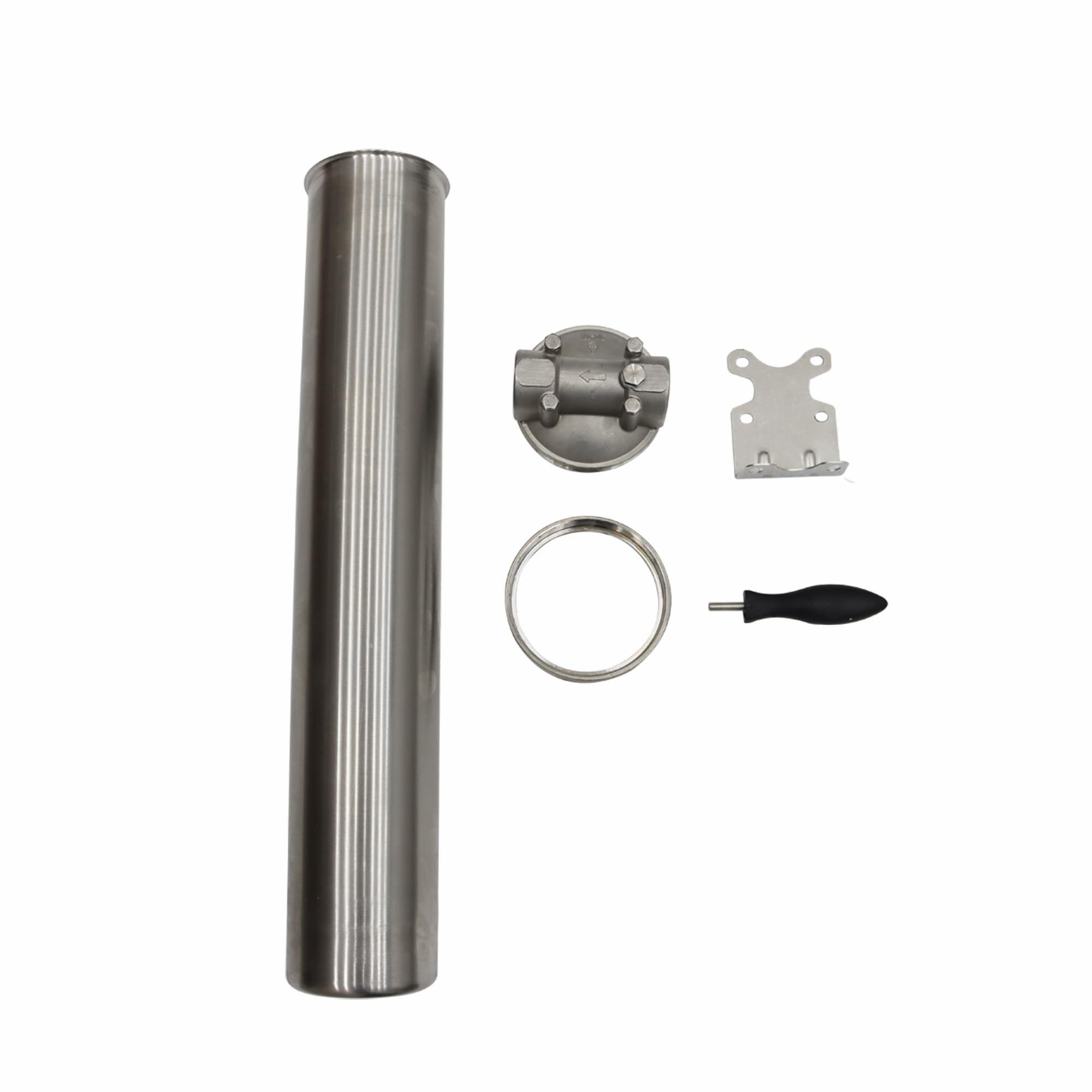 Heavy Duty 20 Inch Stainless Steel Water Filter Housing with 1 Inch NPT Inlet/Outlet - Includes Bracket and Wrench Pin for Industrial, Commercial & Home Water Filtration Systems